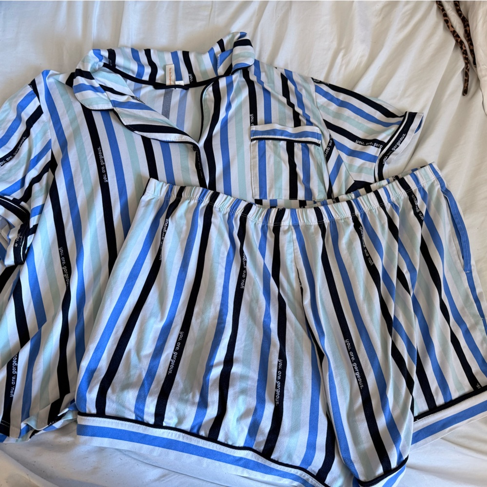 Joyspun Blue and Black Striped Pajamas